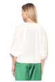 Silvian Heach Collection, Bluza alba tip tunica cu cusaturi maro Borgorato Femei