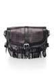 JUST CAVALLI Geanta crossbody neagra de piele cu franjuri n/a Femei