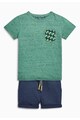 NEXT Set de tricou si pantaloni scurti verde cu bleumarin Baieti