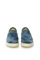 Geox Pantofi slip-on albastru stins cu verde lime de denim Kiwi Baieti