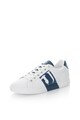 Trussardi Jeans Pantofi sport alb si bleumarin de piele cu imprimeu logo Barbati