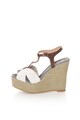 Trussardi Jeans Sandale wedge alb si maro inchis cu bareta T Femei