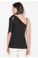 Zee Lane Collection Top negru asimetric cu detaliu plisat Femei