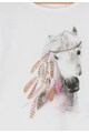 Esprit Tricou alb cu cai imprimati si detalii stralucitoare Fete