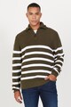 AC&Co Раиран пуловер с къс цип Мъже