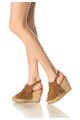 Colors of California Sandale slingback wedge maro de piele intoarsa Femei