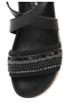 Francesco Milano Sandale flatform negre cu decoratiuni Femei