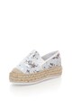 Francesco Milano Espadrile flatform alb si argintiu cu paiete reversibile Femei