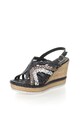 Zee Lane Sandale wedge slingback negru cu argintiu de piele Femei