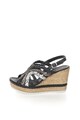 Zee Lane Sandale wedge slingback negru cu argintiu de piele Femei