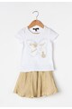 Zee Lane Kids Set alb cu auriu de tricou si fusta cu dantela Fete