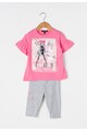 Zee Lane Kids Set gri melange cu roz de tricou si colanti Fete