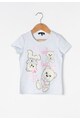 Zee Lane Kids Tricou gri deschis melange cu imprimeu si strasuri Fete