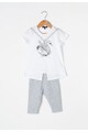 Zee Lane Kids Set de tricou si pantaloni gri deschis melange cu alb Fete