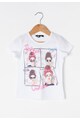 Zee Lane Kids Tricou alb cu imprimeu cu tinte si strasuri Fete