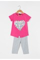 Zee Lane Kids Set gri melange cu roz de tricou si colanti Fete