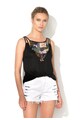 Silvian Heach Collection, Top negru cu paiete Crosa Femei