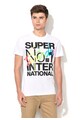 SUPERDRY Tricou alb cu imprimeu text Interlocked Barbati