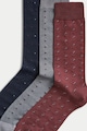 Marks & Spencer Hosszú szárú mintás zokni szett - 3 pár férfi