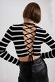 DeFacto Crop pulóver keresztfűzős hátrésszel női
