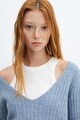 Mango Bateman V-nyakú bordázott pulóver női