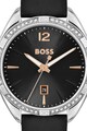 BOSS Кварцов часовник от неръждаема стомана с кристали Жени