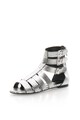 JUST CAVALLI Sandale gladiator argintii de piele cu model sarpe Femei