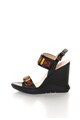 Love Moschino Sandale wedge negre cu aplicatie rosu cu galben Femei