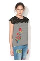 DESIGUAL Bluza negru si alb cu imprimeu Lena Femei