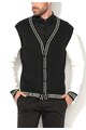 Versace Jeans Cardigan negru si alb cu maneci de piele sintetica Barbati