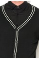 Versace Jeans Cardigan regular fit negru cu maneci de piele sintetica Barbati