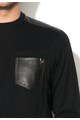 Versace Jeans Pulover negru tricotat fin cu logo brodat Barbati