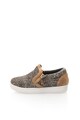 Colors of California Pantofi slip-on maro cu alb din piele cu par scurt Fete