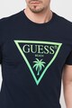 GUESS Tricou cu decolteu la baza gatului si imprimeu logo Barbati