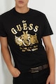 GUESS Tricou cu decolteu la baza gatului, cu logo Barbati