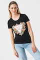 GUESS Tricou de bumbac cu imprimeu floral si logo Femei