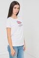 GUESS Tricou cu decolteu la baza gatului, cu logo si imprimeu floral Femei