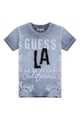 GUESS Tricou de bumbac cu decolteu la baza gatului si model Baieti