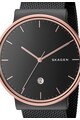 Skagen Ceas negru cu auriu rose Barbati