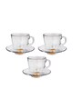 BIALETTI Set de cesti si farfurioare alb transparent cu oranj - 6 piese Barbati