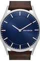 Skagen Ceas maro inchis cu o curea de piele Holst Barbati