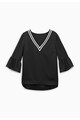 NEXT Bluza neagra cu decolteu in V si design sport Femei