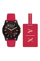 ARMANI EXCHANGE Set de ceas cronograf si eticheta pentru bagaj Barbati
