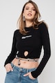 KARL LAGERFELD JEANS Crop felső logómintás megkötővel női