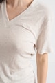 BOSS Lenvászon póló V alakú nyakrésszel női