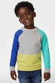 Marks & Spencer Kerek nyakú colorblock dizájnú pulóver Fiú