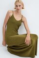 Mango Kling fényes hatású bővülő fazonú ruha V alakú nyakrésszel női