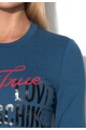 Love Moschino Блуза в цвят петрол с надписи Жени
