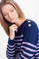 GreenPoint Kerek nyakú csíkos pulóver női