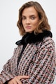 KOTON Tweed kabát műszőrme gallérral női
